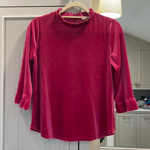 Appleseed's Tops Appleseeds Womens Pink Velvet Blouse Size Petite